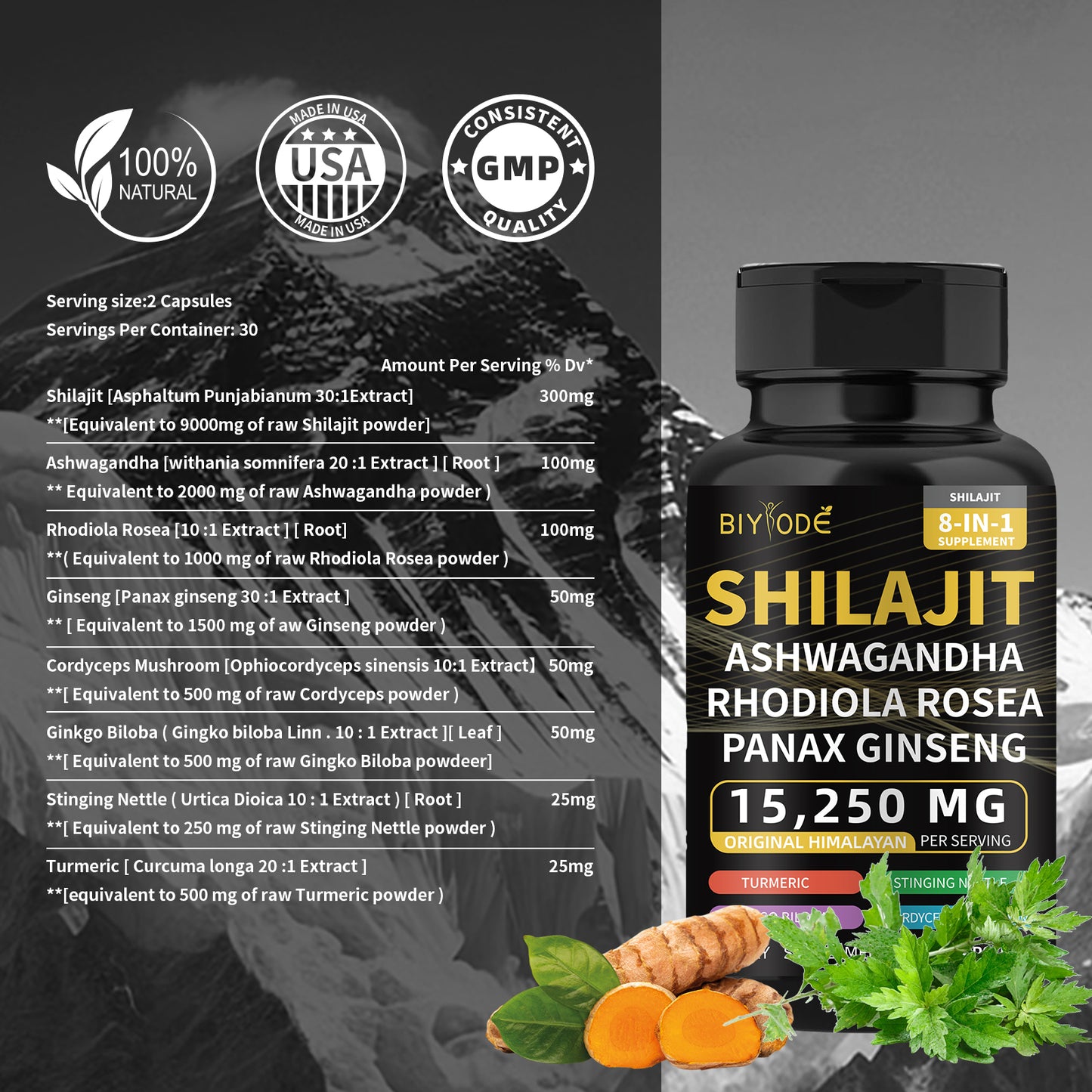Biyode Pure Natural Himalayan Shilajit Capsules
